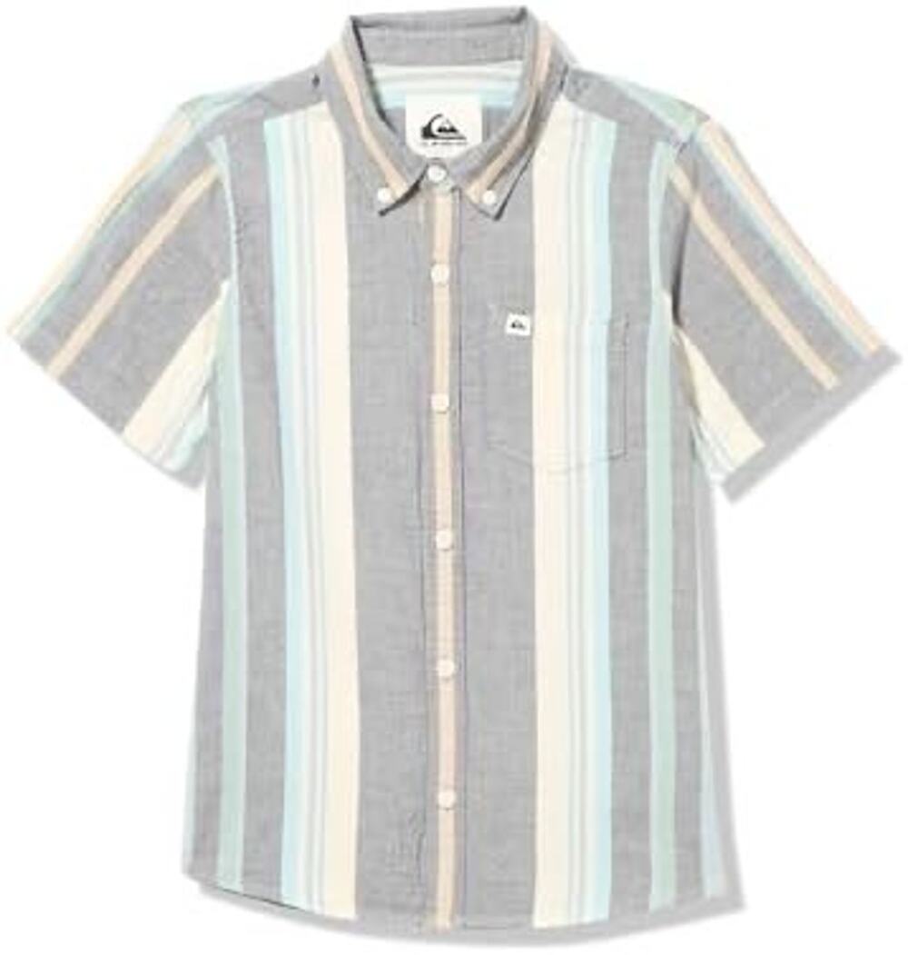 QUIKSILVER Oxford Stripe Classic Short Button Down Cotton Shirt L-14T